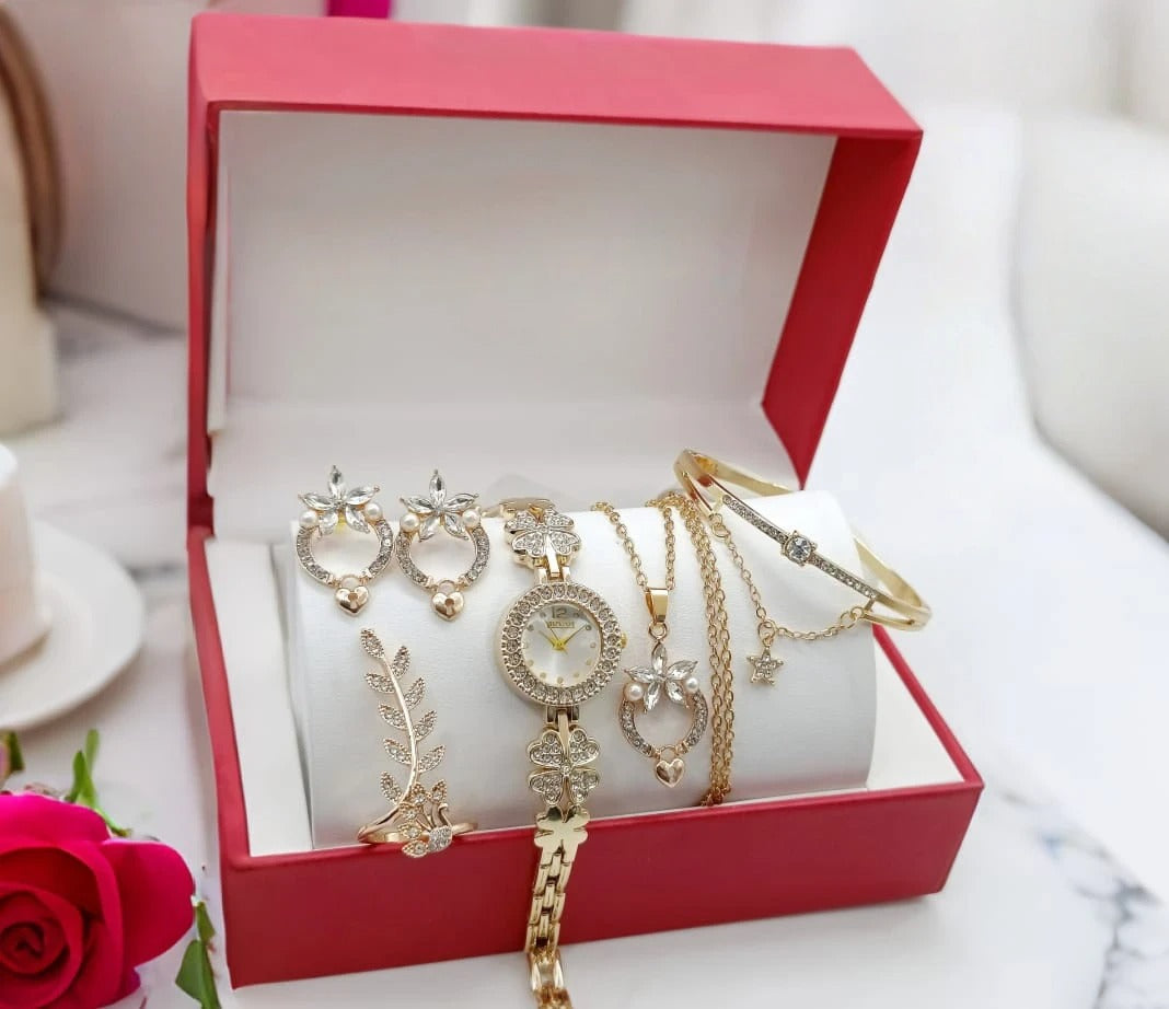 Luxury Girls Jewelry Gift Set | 6 - Piece Jewellery And Watch Combo - #3